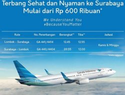 Baru, Garuda Indonesia Layani Rute Penerbangan Surabaya – Lombok