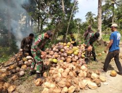 Satgas Pamtas Yonif Mekanis 643/Wns, Berikan Pengetahuan Pengolahan Buah Kelapa