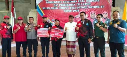 Dandim 1611/Badung Hadiri Pembubaran Kontingen Kota Denpasar dan Penyerahan Tali Asih Ajang Porprov Bali.